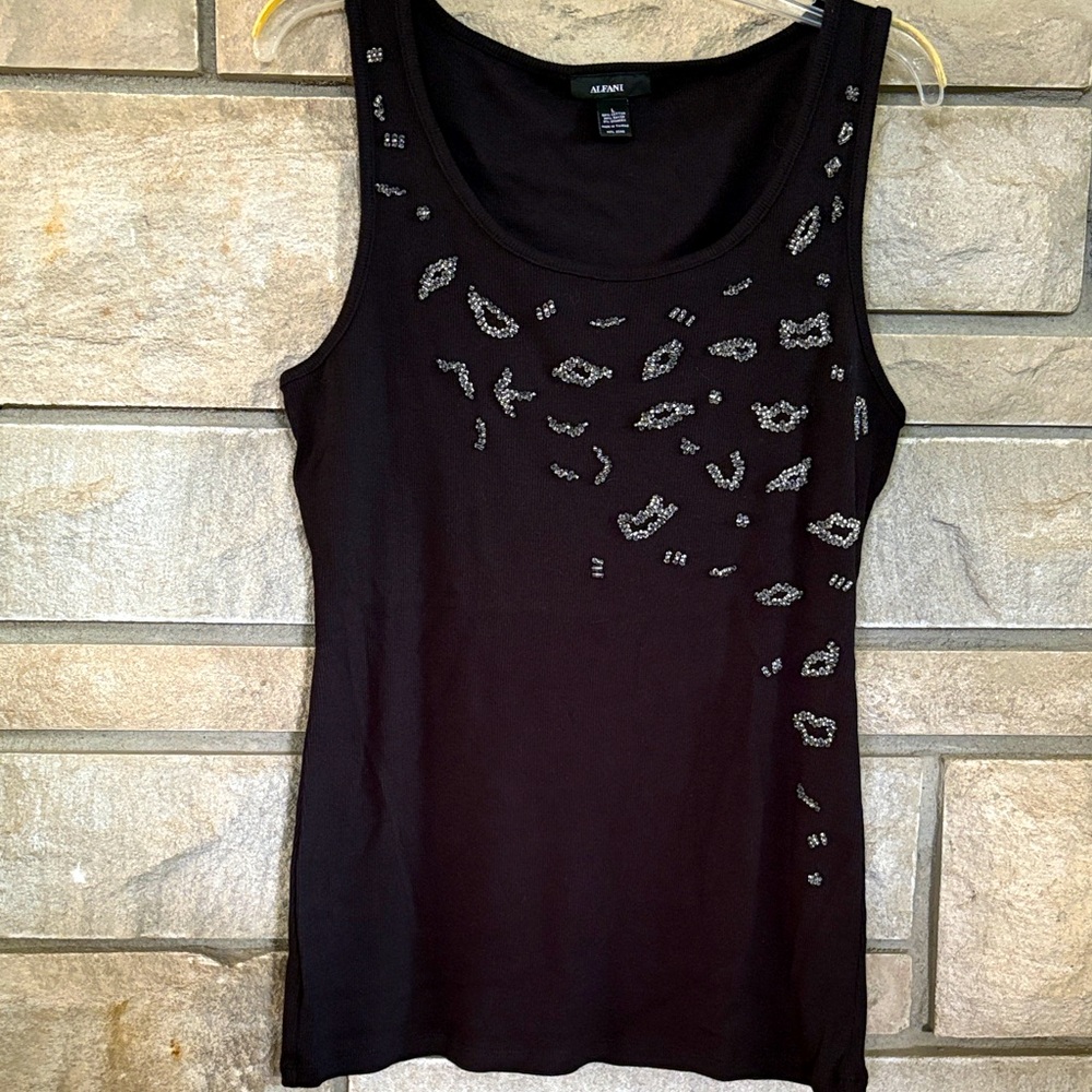Alfani Black Embellished Tank Top